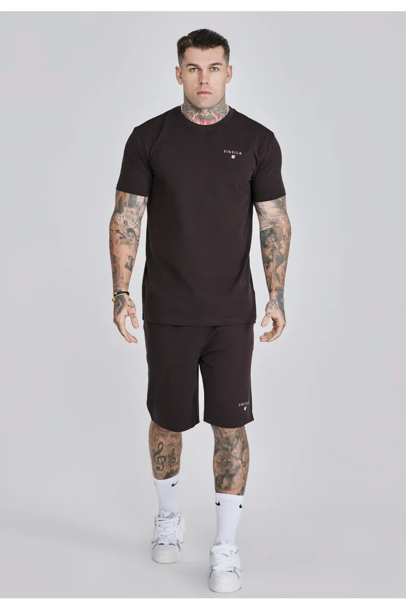Set SIKSILK Shorts and Tshirt brown | Sportshouse.ro